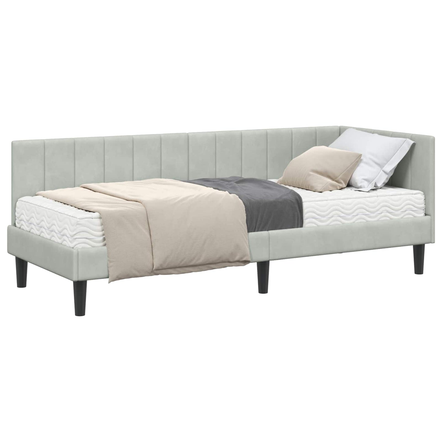 Struttura Letto Angolare con Materasso 2 pcs Grigio chiaro