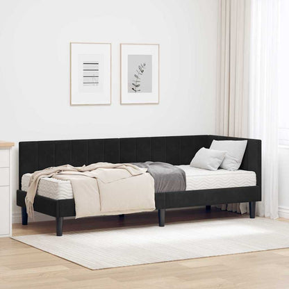 Struttura Letto Angolare con Materasso 2 pcs Nero Velluto