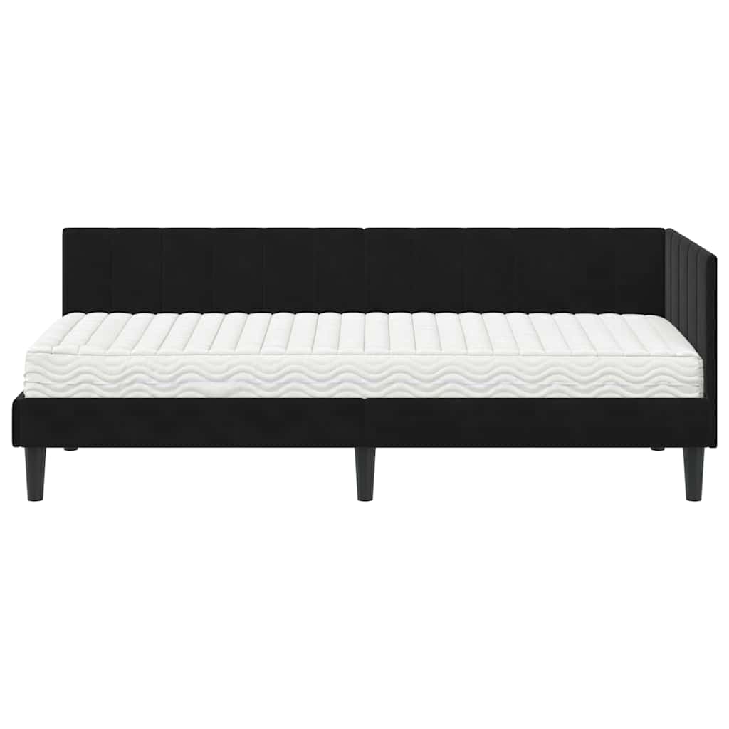 Struttura Letto Angolare con Materasso 2 pcs Nero Velluto