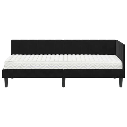 Struttura Letto Angolare con Materasso 2 pcs Nero Velluto