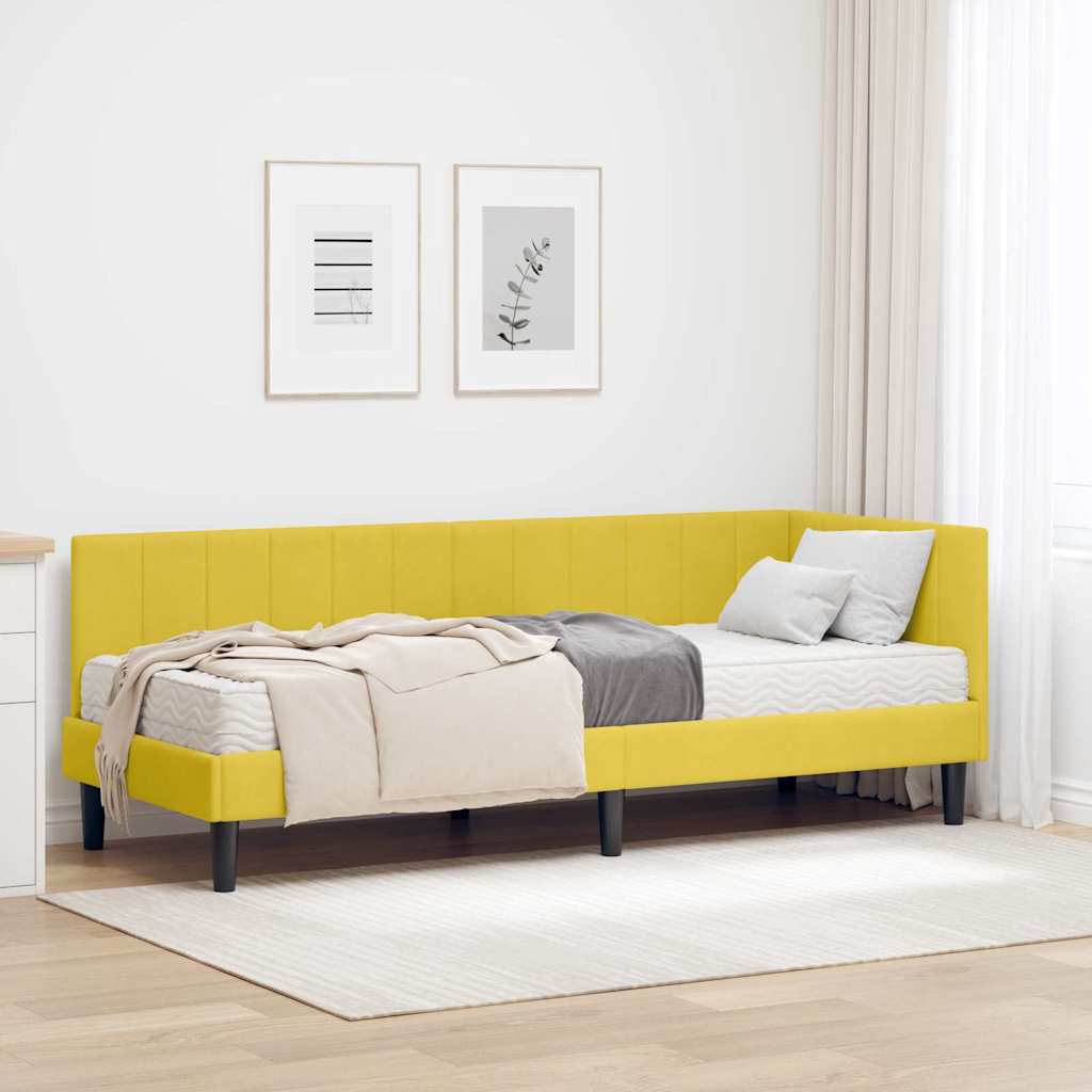 Struttura Letto Angolare con Materasso 2 pcs Giallo Velluto