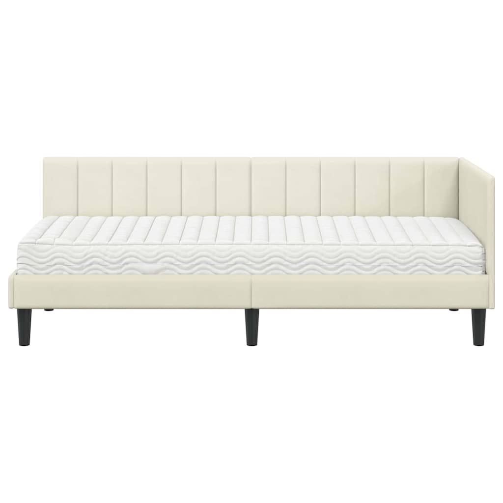 Struttura Letto Angolare con Materasso 2 pcs Crema Velluto