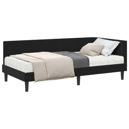 Struttura Letto Angolare con Materasso 2 pcs Nero Velluto