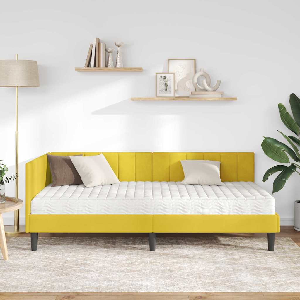 Struttura Letto Angolare con Materasso 2 pcs Giallo Velluto