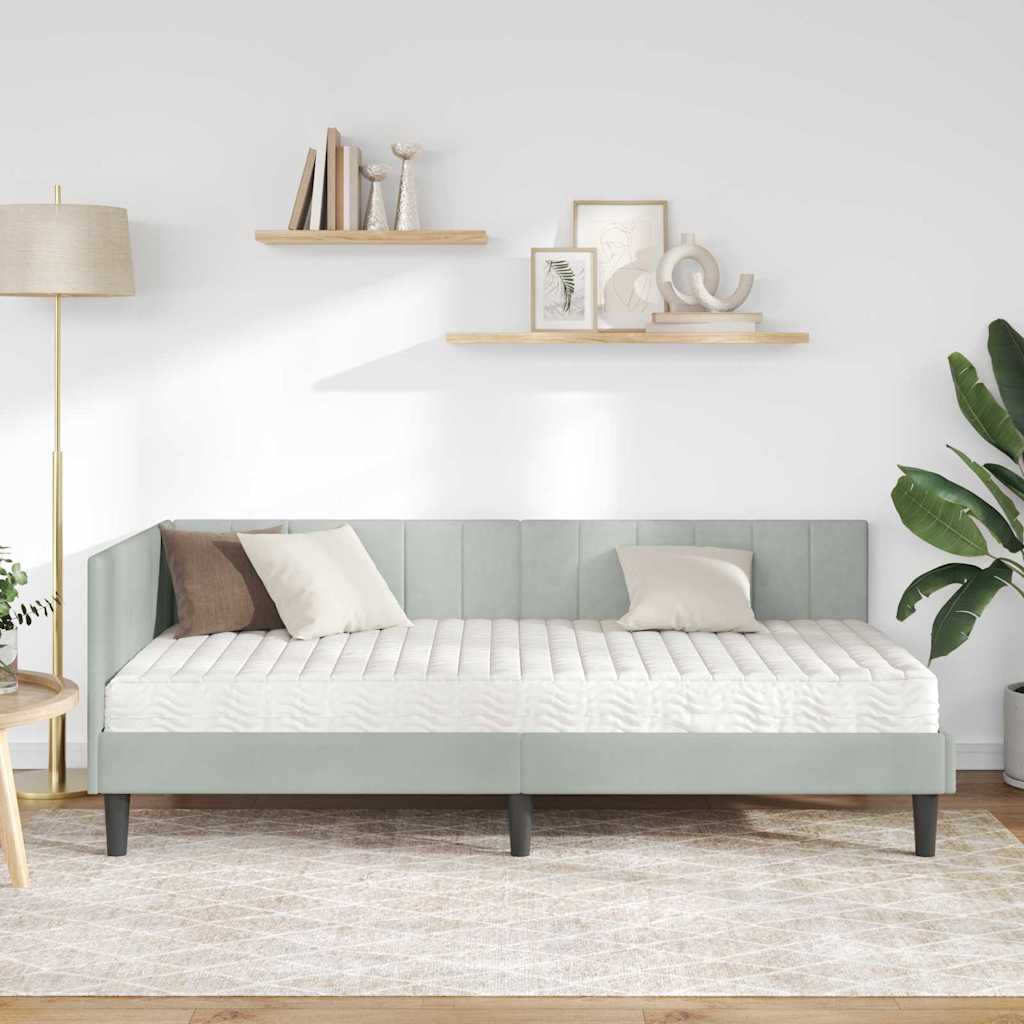 Struttura Letto Angolare con Materasso 2 pcs Grigio chiaro