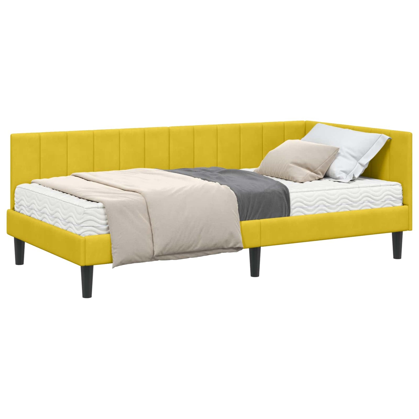 Struttura Letto Angolare con Materasso 2 pcs Giallo Velluto
