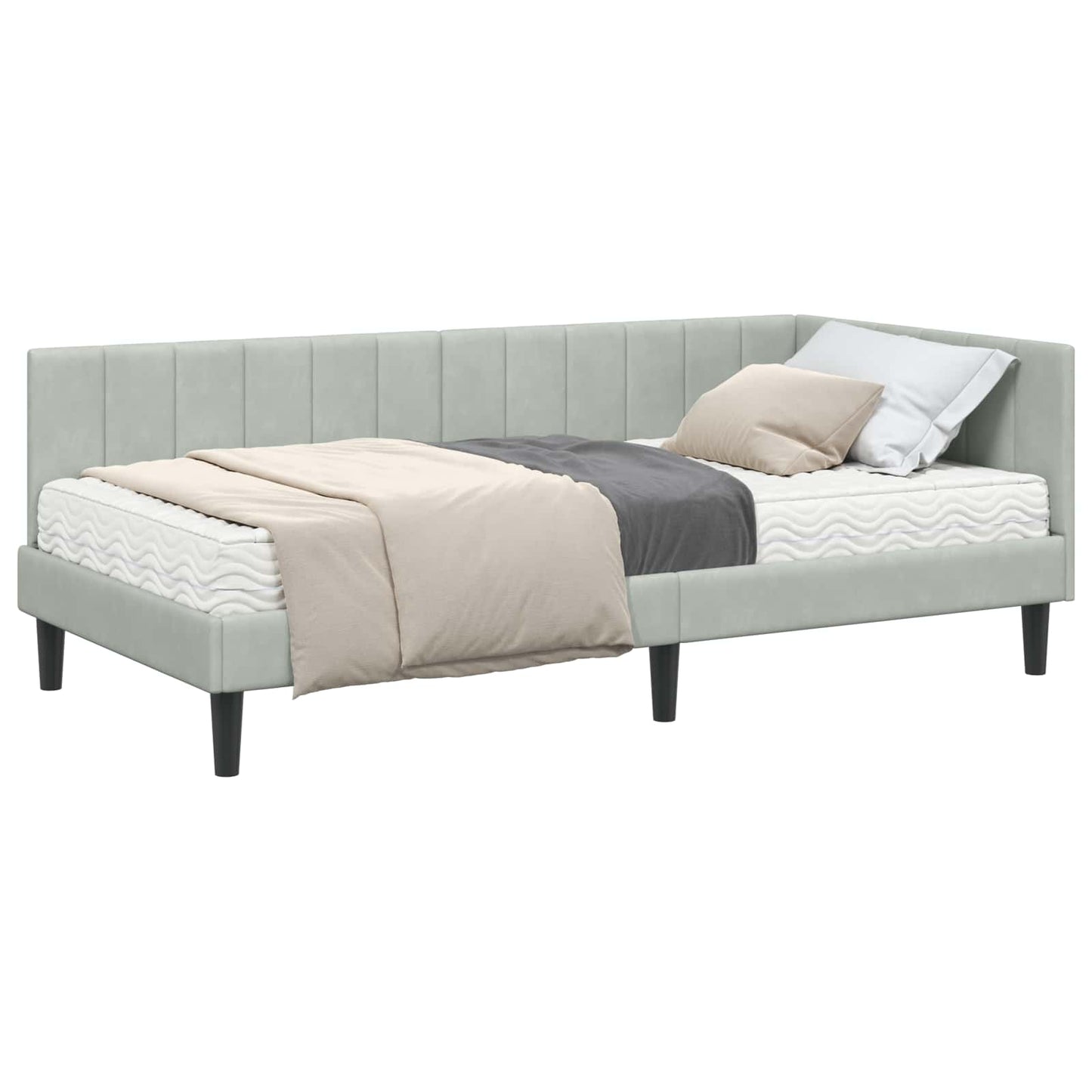 Struttura Letto Angolare con Materasso 2 pcs Grigio chiaro