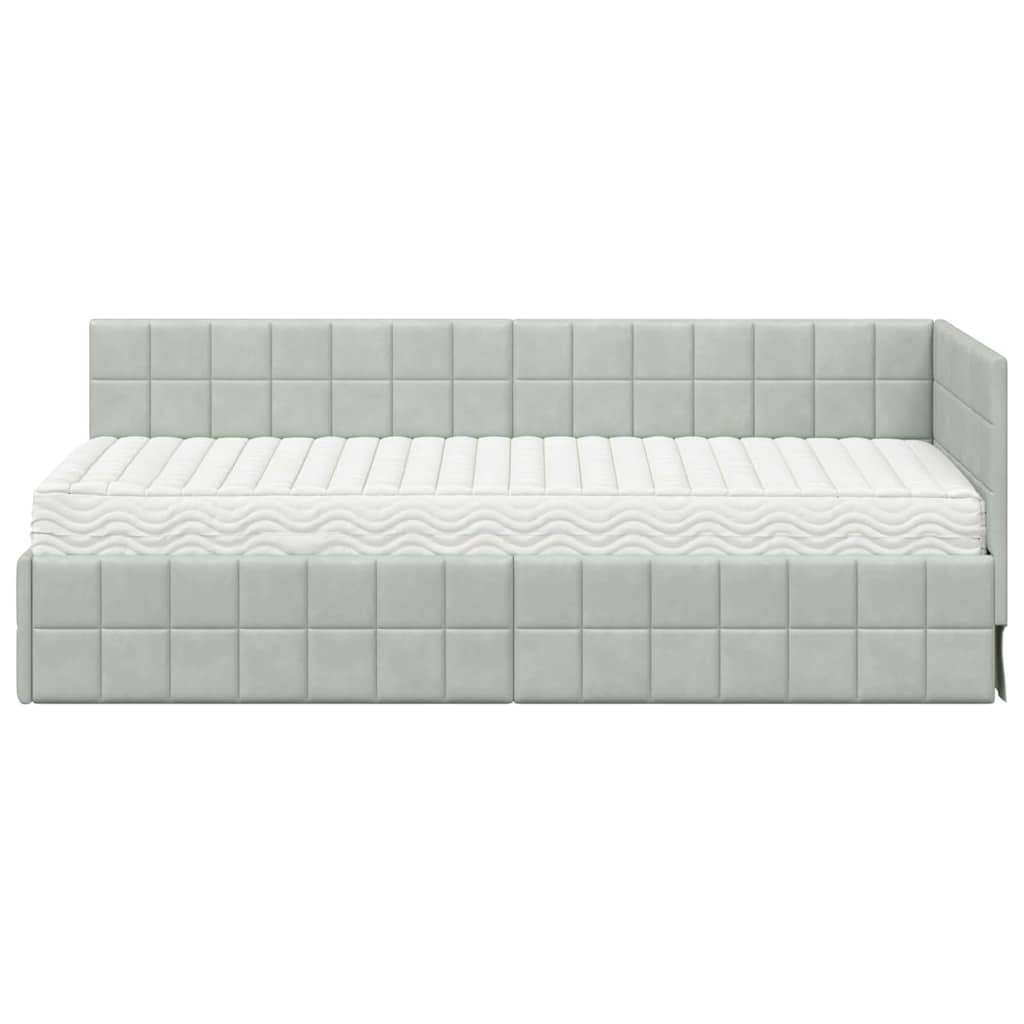Struttura Letto Angolare con Materasso 2 pcs Grigio chiaro