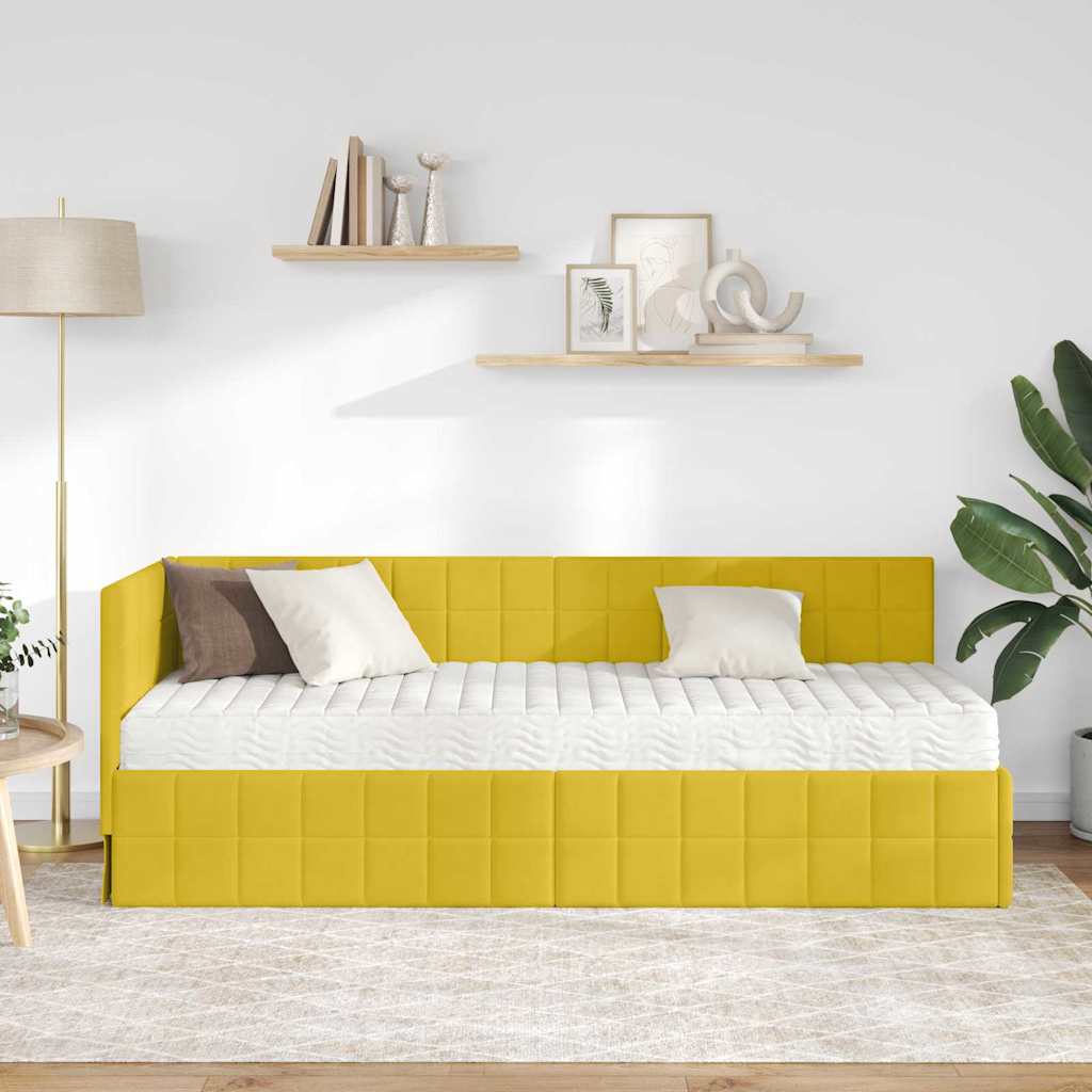 Struttura Letto Angolare con Materasso 2 pcs Giallo Velluto