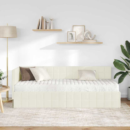 Struttura Letto Angolare con Materasso 2 pcs Crema Velluto