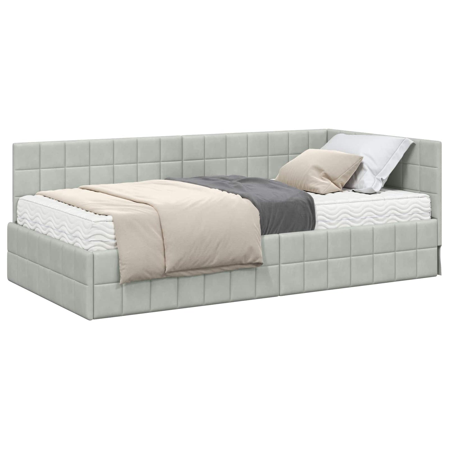 Struttura Letto Angolare con Materasso 2 pcs Grigio chiaro