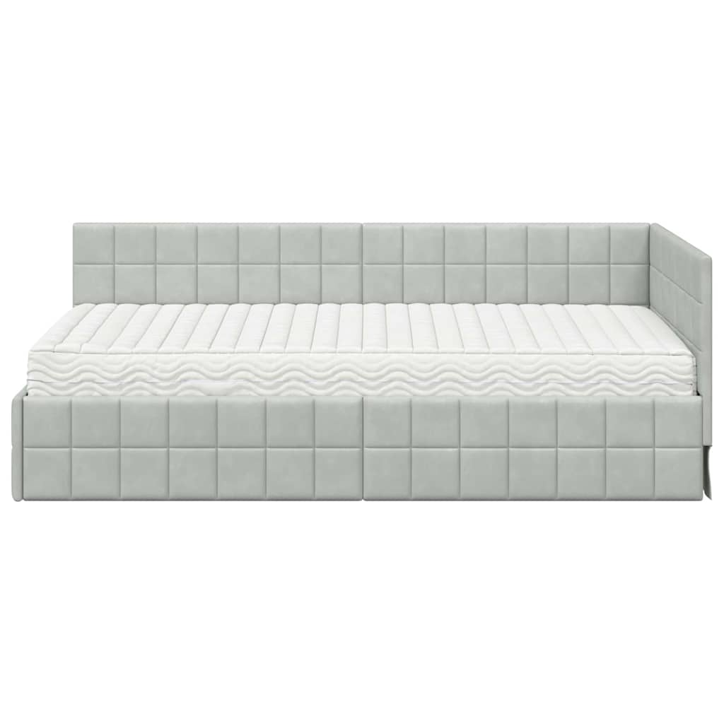 Struttura Letto Angolare con Materasso 2 pcs Grigio chiaro