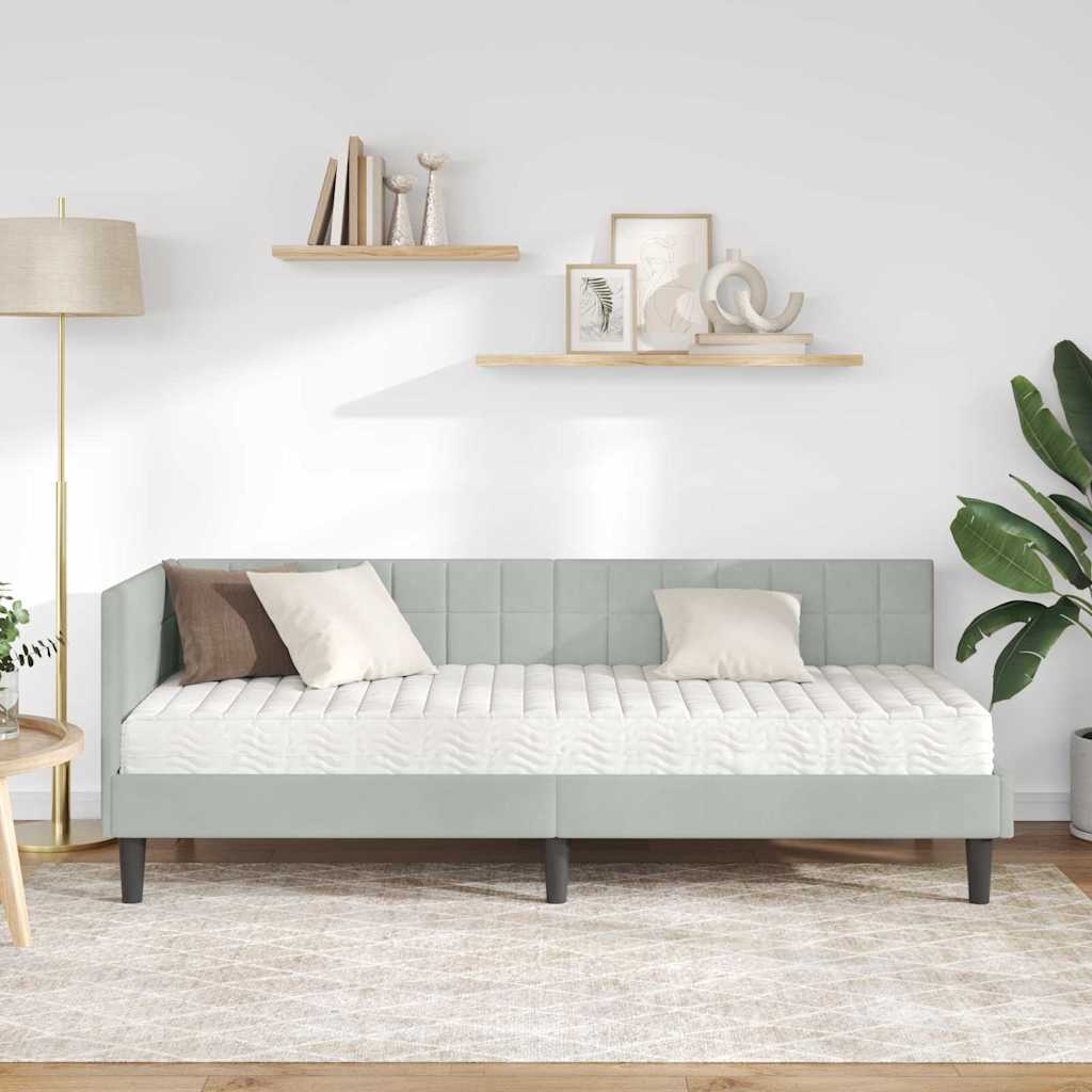 Struttura Letto Angolare con Materasso 2 pcs Grigio chiaro