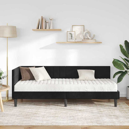 Struttura Letto Angolare con Materasso 2 pcs Nero Velluto