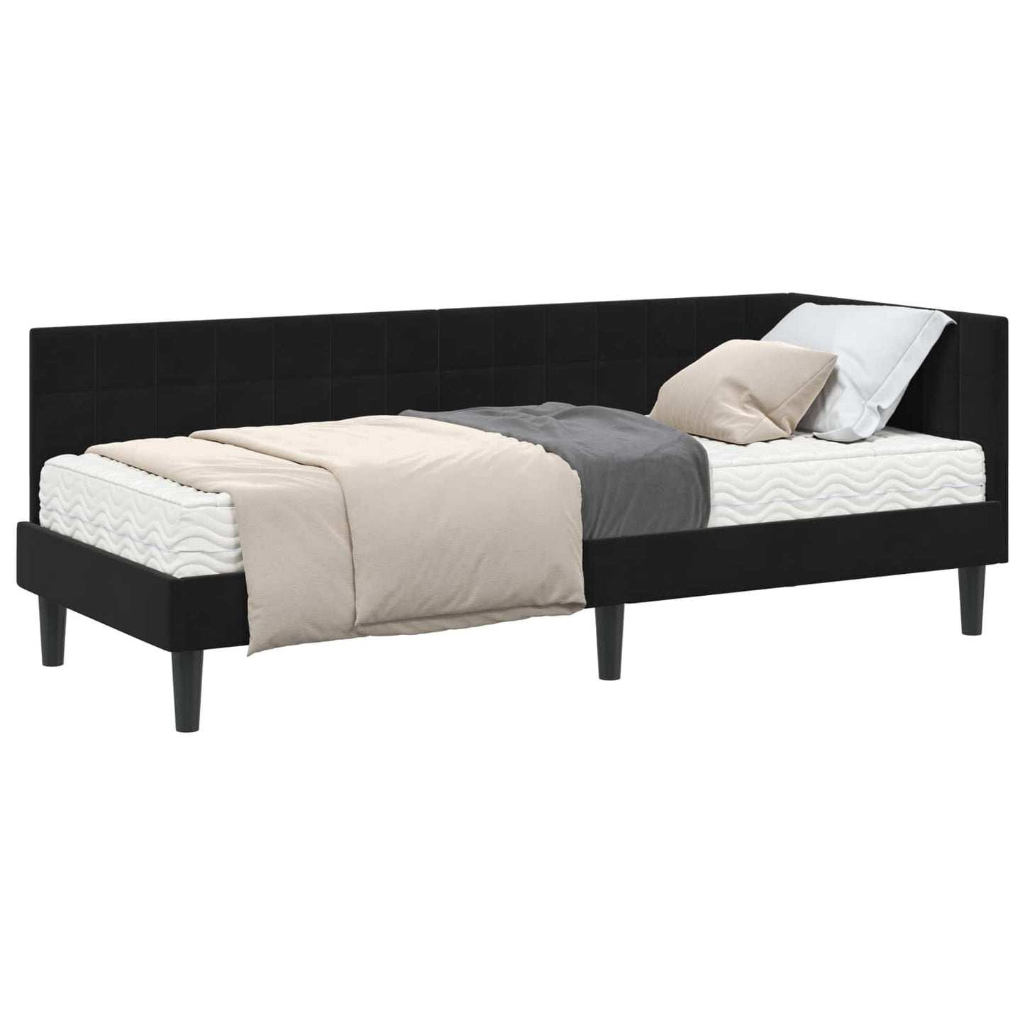 Struttura Letto Angolare con Materasso 2 pcs Nero Velluto