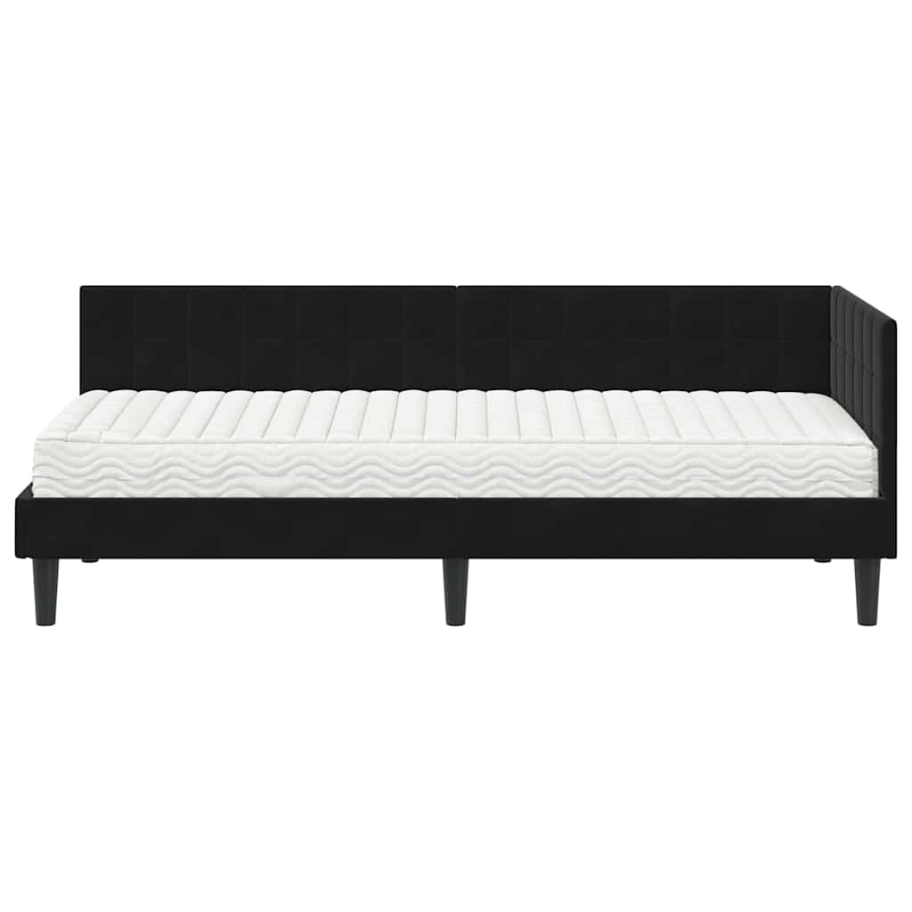 Struttura Letto Angolare con Materasso 2 pcs Nero Velluto