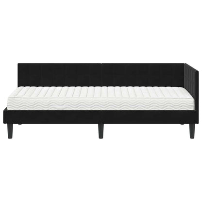 Struttura Letto Angolare con Materasso 2 pcs Nero Velluto