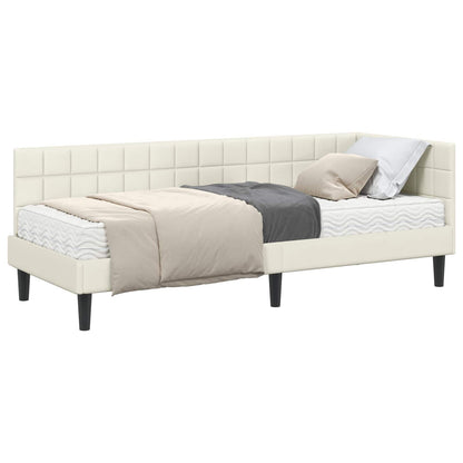 Struttura Letto Angolare con Materasso 2 pcs Crema Velluto