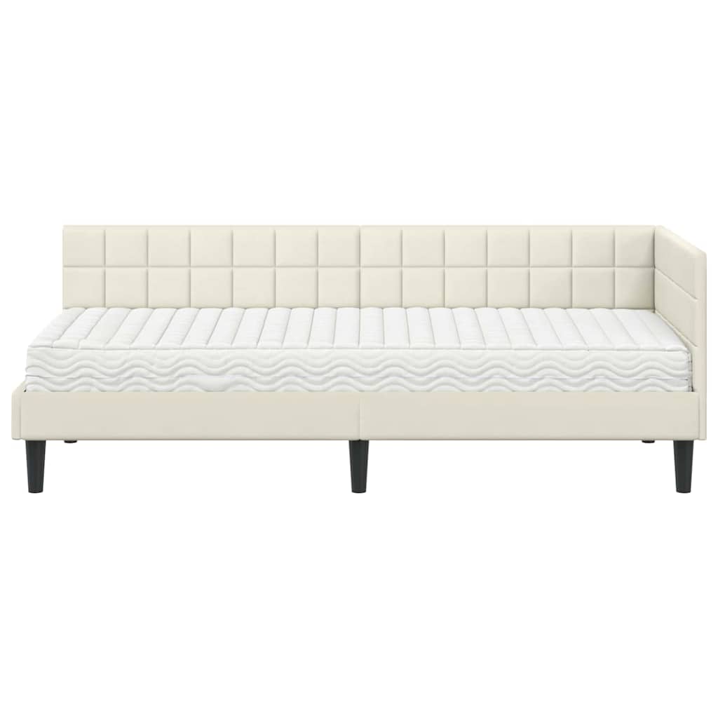 Struttura Letto Angolare con Materasso 2 pcs Crema Velluto