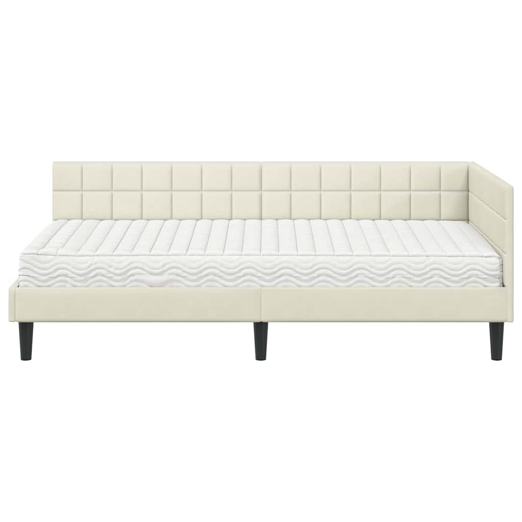 Struttura Letto Angolare con Materasso Crema 90 x 190 cm