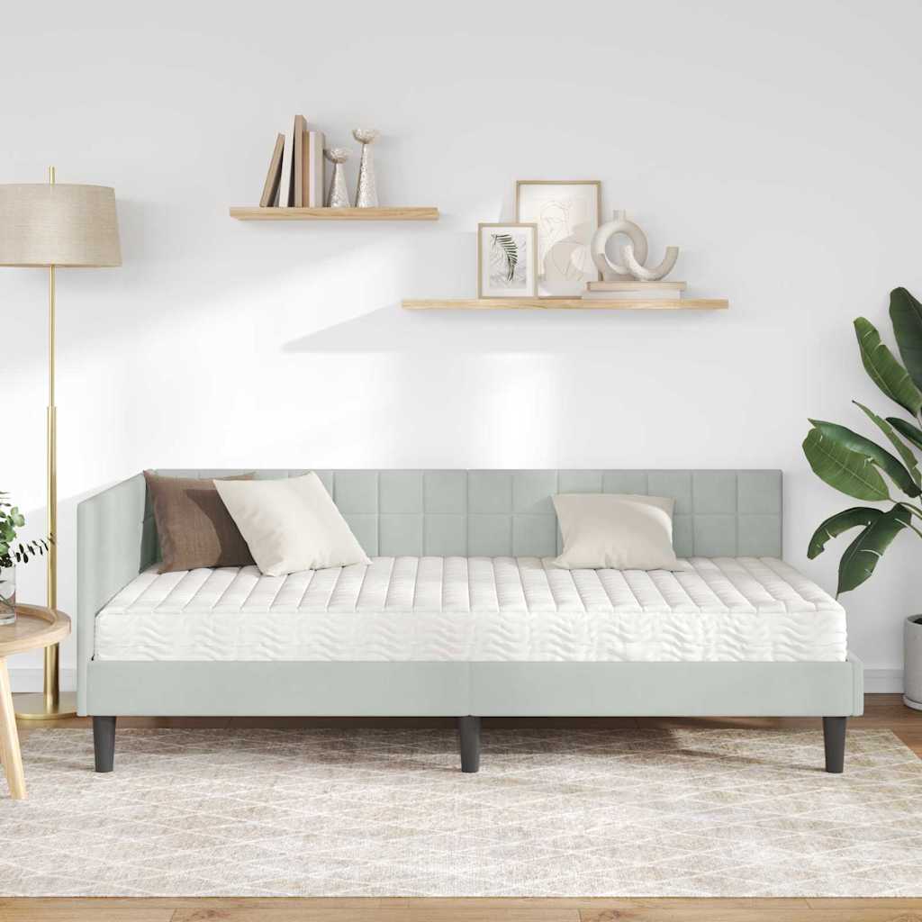 Struttura Letto Angolare con Materasso 2 pcs Grigio chiaro