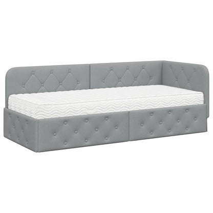 Cornice del letto ad angolo Grigio chiaro 80 x 200 cm Tessuto