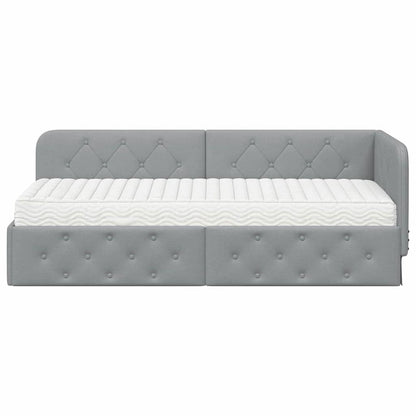 Cornice del letto ad angolo Grigio chiaro 80 x 200 cm Tessuto