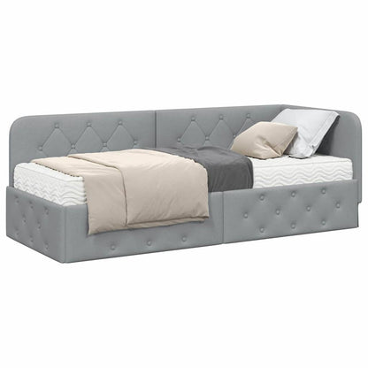 Cornice del letto ad angolo Grigio chiaro 80 x 200 cm Tessuto
