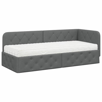 Cornice del letto ad angolo Grigio scuro 80 x 200 cm Tessuto