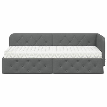 Cornice del letto ad angolo Grigio scuro 80 x 200 cm Tessuto