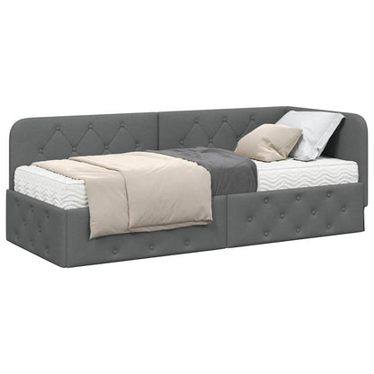 Cornice del letto ad angolo Grigio scuro 80 x 200 cm Tessuto