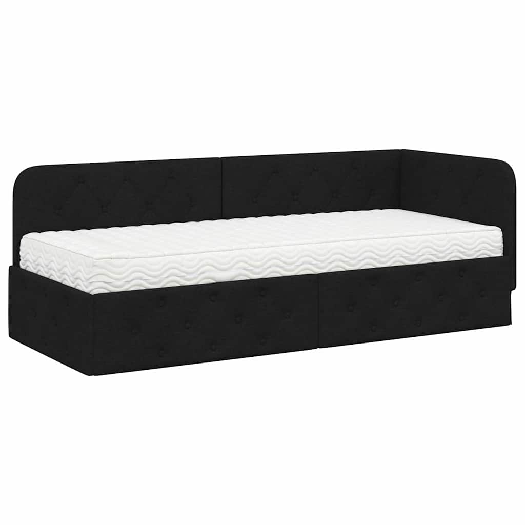 Cornice del letto ad angolo Nero 80 x 200 cm Tessuto