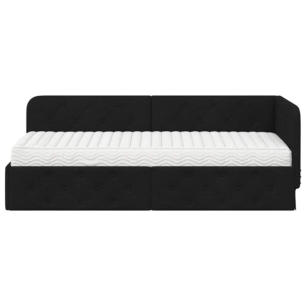 Cornice del letto ad angolo Nero 80 x 200 cm Tessuto