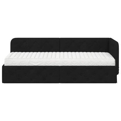 Cornice del letto ad angolo Nero 80 x 200 cm Tessuto