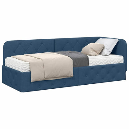 Cornice del letto ad angolo Blu 80 x 200 cm Tessuto