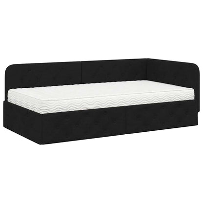 Cornice del letto ad angolo Nero 90 x 190 cm Tessuto