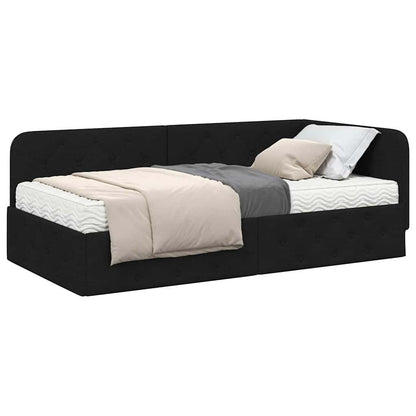 Cornice del letto ad angolo Nero 90 x 190 cm Tessuto