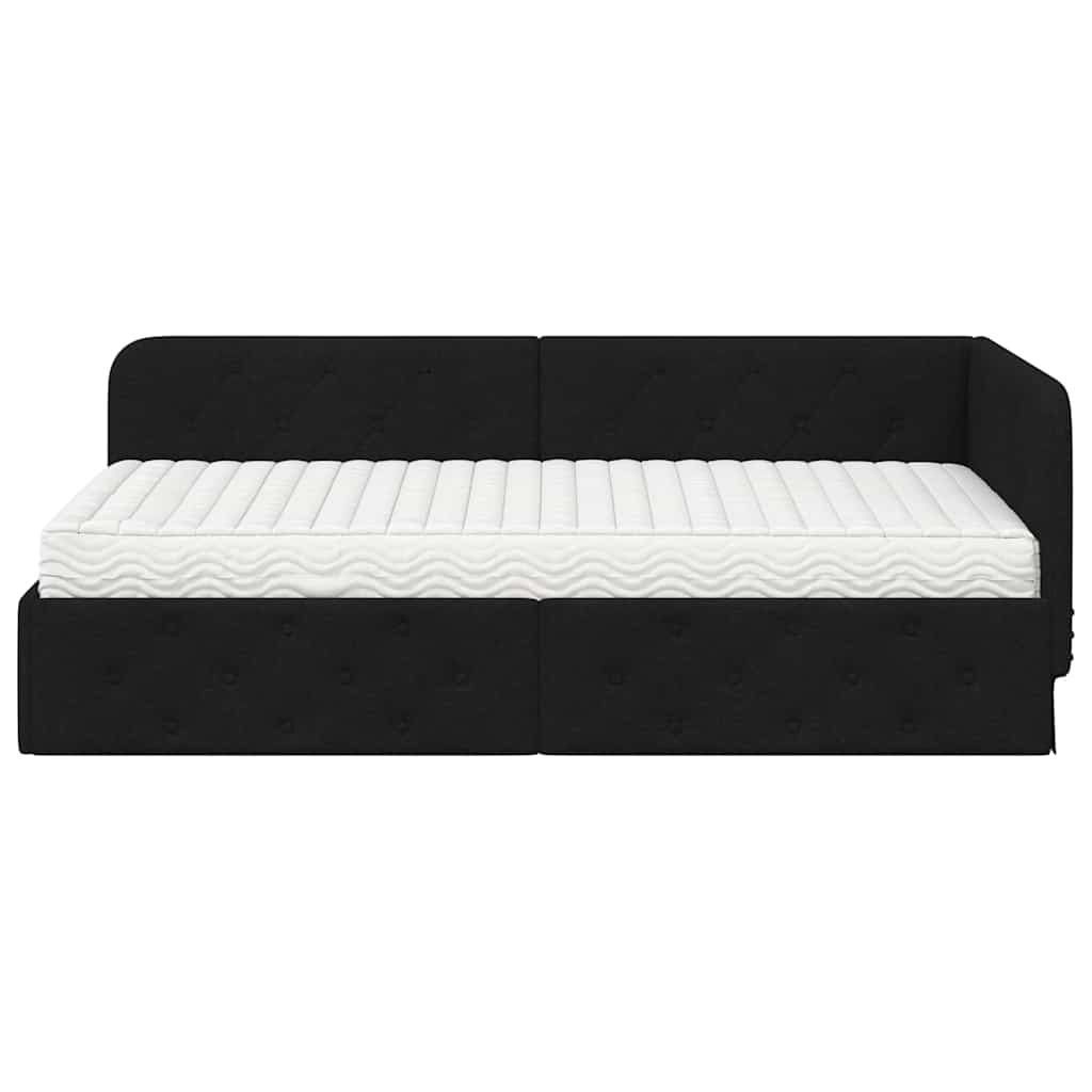 Cornice del letto ad angolo Nero 90 x 200 cm Tessuto