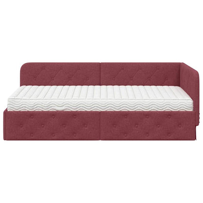 Cornice del letto ad angolo Rosso Vino 90 x 200 cm Tessuto