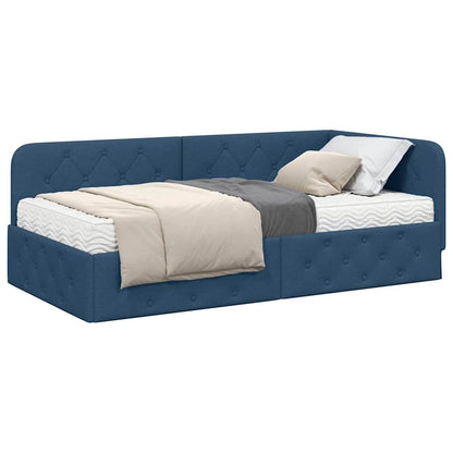 Cornice del letto ad angolo Blu 90 x 200 cm Tessuto