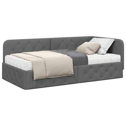 Cornice del letto ad angolo Grigio scuro 100 x 200 cm Tessuto