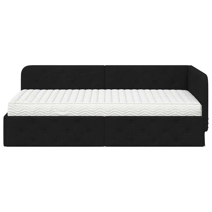 Cornice del letto ad angolo Nero 100 x 200 cm Tessuto