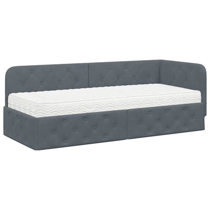 Cornice del letto ad angolo Grigio scuro 80 x 200 cm Velluto