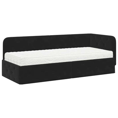 Cornice del letto ad angolo Nero 80 x 200 cm Velluto