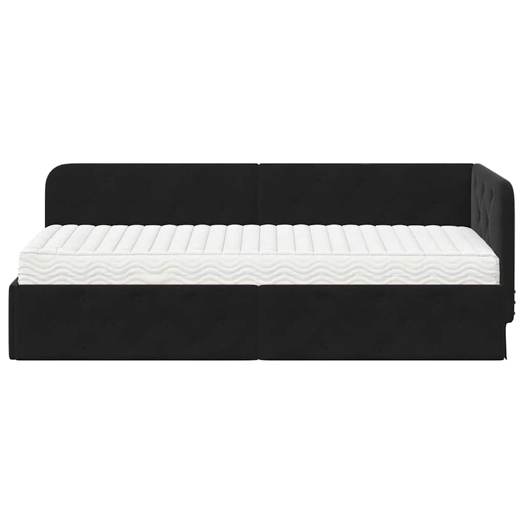 Cornice del letto ad angolo Nero 80 x 200 cm Velluto