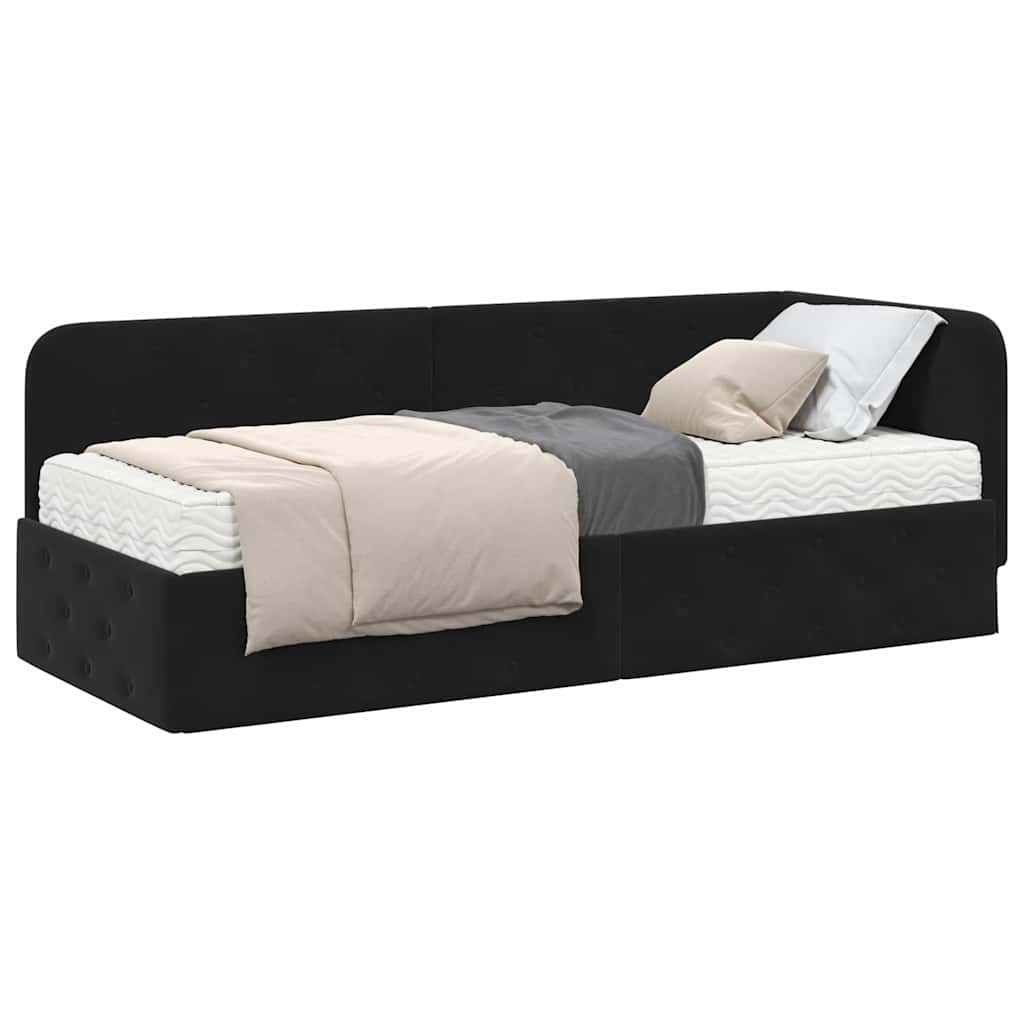 Cornice del letto ad angolo Nero 80 x 200 cm Velluto