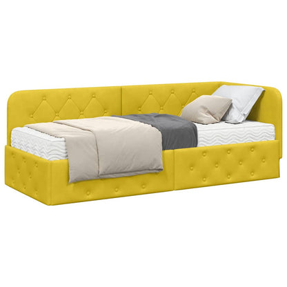 Cornice del letto ad angolo Giallo 80 x 200 cm Velluto