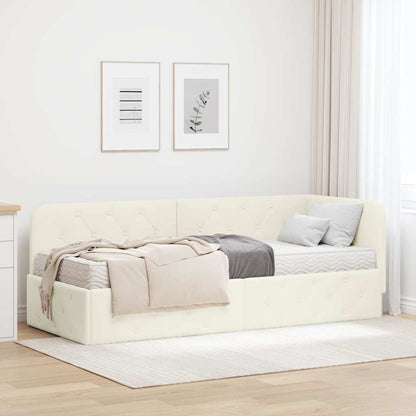 Cornice del letto ad angolo Crema 80 x 200 cm Velluto