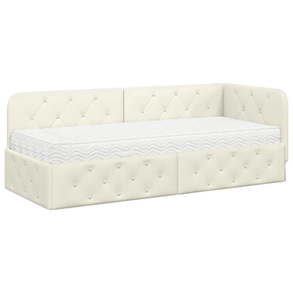 Cornice del letto ad angolo Crema 80 x 200 cm Velluto