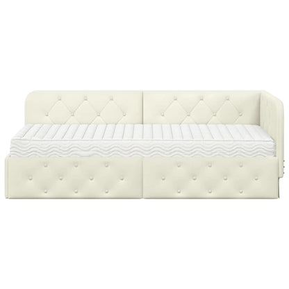 Cornice del letto ad angolo Crema 80 x 200 cm Velluto